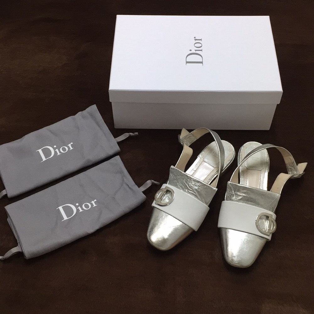 Authentic DIOR Clip Slingback Flats. Size 37.5